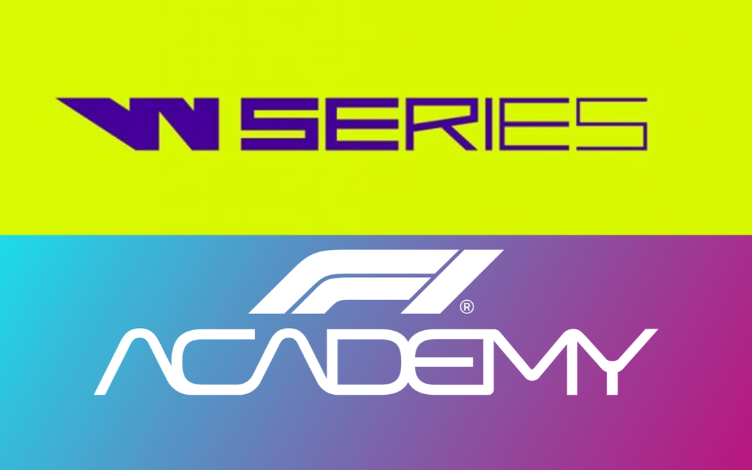 The logos of the W Series and F1 Academy.